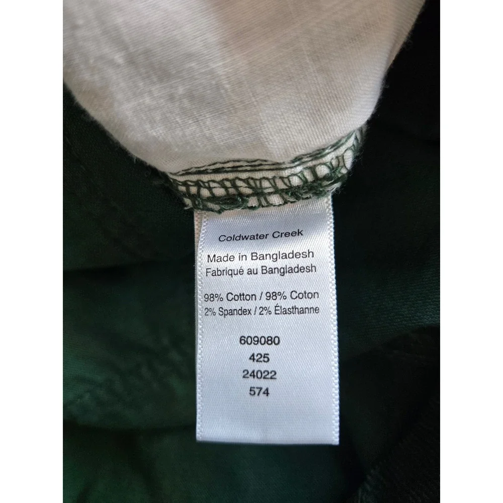 Coldwater Creek Green Stretch Corduroy Straight Leg Pants Sz 18 Academia Preppy